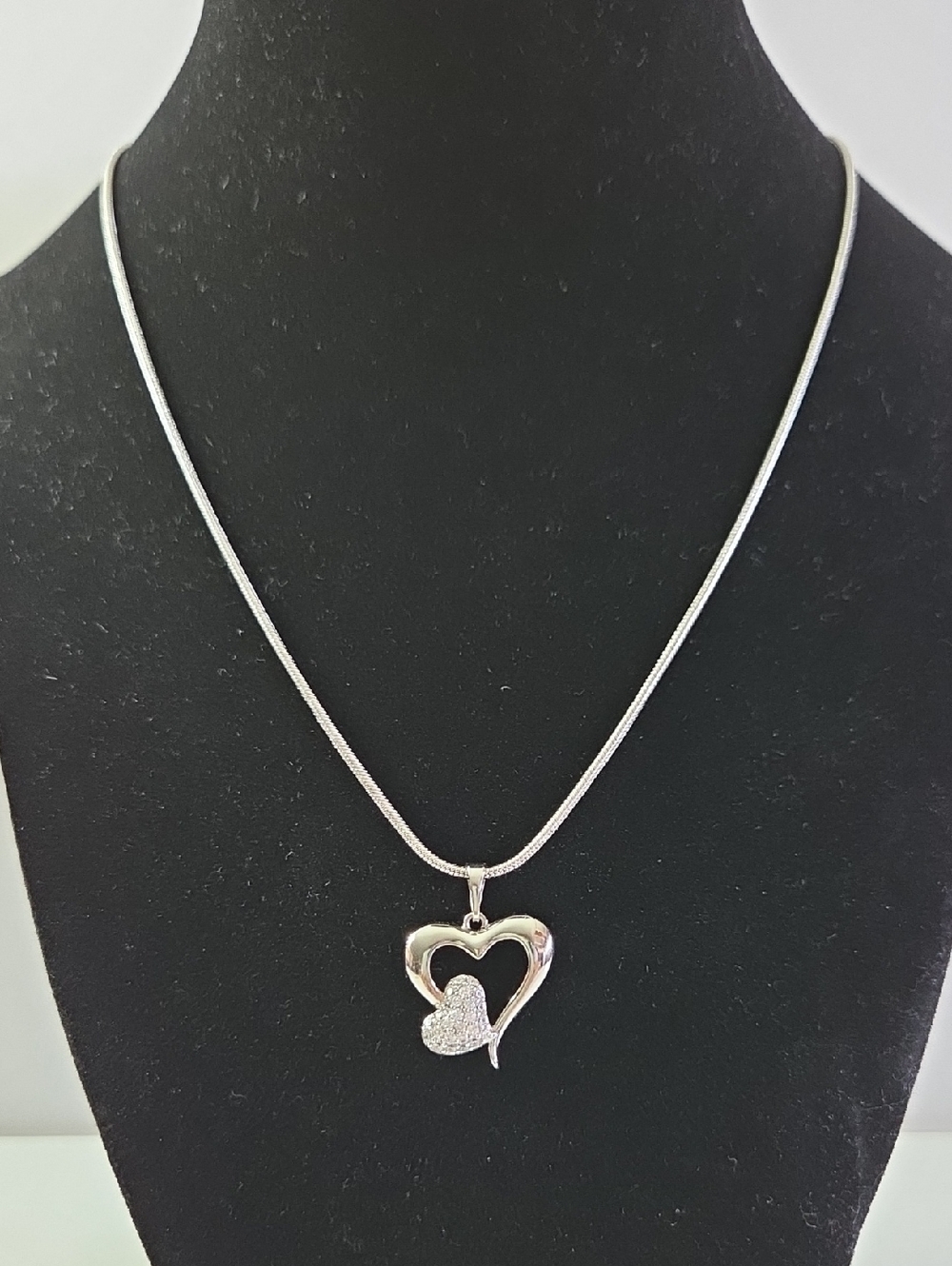 Silver Heart Pendant Necklace - Silver
